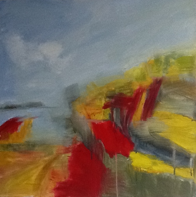 Walking the coastal path – mixed media on canvas