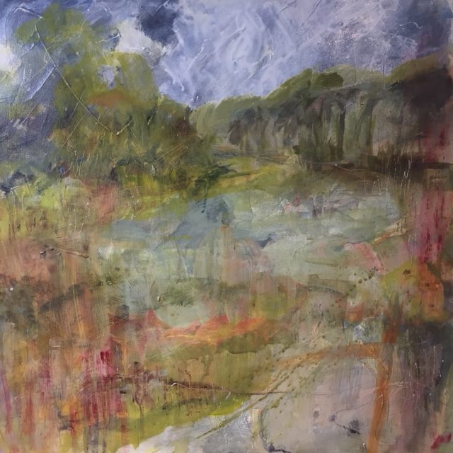 A day on the downs – mixed media on canvas